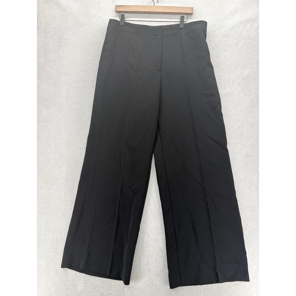 Ann Taylor Dress Pants Womens 12 Black Crepe Wide Leg Relaxed Career Work NWT
